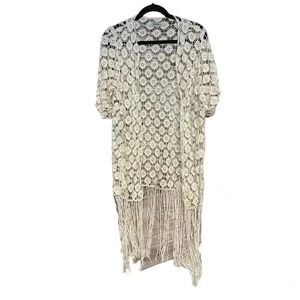 REBELLION AGAIN BOHEMIAN KNIT cardigan sweater Medium ivory/cream